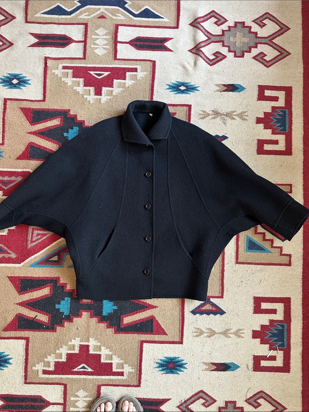 Vintage Sculptural 70s Italian Made Mohair Blend Batwing Jacket